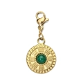 Macro shot of gold vintage pendant with green gemstone inlay and lobster clasp - Lobster Clasp Green Stone Pendant