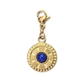 Macro shot of gold stainless steel pendant featuring a blue gemstone and lobster clasp - Lobster Clasp Blue Stone Pendant