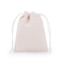Detail of soft beige velvet drawstring pouch showing smooth fabric texture and woven cord - 7*9cm / Off-white