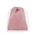Detailed macro view of a pink velvet drawstring pouch with soft texture and woven cord - Dusty Pink