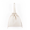 Detailed close-up of beige canvas drawstring bag with shoulder strap and clean fabric texture - 34*37cm / Natural