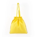 Detail of yellow canvas tote bag with drawstring closure and sturdy handles - 34*37cm / Yellow