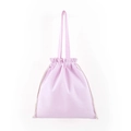Detailed view of pink cotton canvas drawstring bag with sturdy fabric handles and cords - 34*37cm / Pink