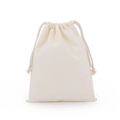 Single beige cotton drawstring pouch with soft texture on white background - Beige Cotton