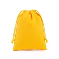 Eco-friendly yellow cotton drawstring storage bag with dual knotted cords on white background - Tender Yellow Cotton