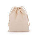 Eco-friendly beige drawstring cotton bag with woven rope, minimalist packaging style - Milk Coffee Cotton