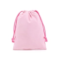 Pink cotton drawstring storage pouch with matching soft cord on a white background - Pink Cotton