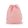 Pink drawstring cotton storage bag in eco-friendly fabric on white background - Lotus Root Pink Cotton