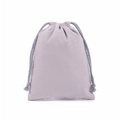 Gray velvet drawstring pouch with woven cord closure for storage and packaging - Light Grey Cotton
