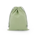 Light green cotton drawstring bag with grey woven cord for eco-friendly storage - Bamboo Green Cotton