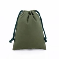 Eco-friendly green cotton drawstring pouch for jewelry and small item storage - Dark Green Cotton