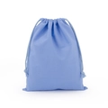 Light blue drawstring storage bag in soft fabric with drawstrings on white background - Autumn Wave Blue Cotton