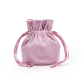 Detailed view of pink velvet drawstring pouch with soft texture and ribbon closure - Diameter 10*13cm / Light Purple