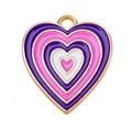 Dettaglio del ciondolo a cuore viola e rosa con bordo dorato per creazione gioielli - Viola Rosa Bianco
