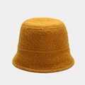 Detailed texture of yellow faux shearling lamb wool on a vintage winter bucket hat - M (56-58) / Yellow