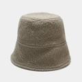 Close-up of oatmeal plush bucket hat showing premium faux shearling texture and soft fabric - M (56-58) / Light Gray