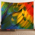 Vibrant parrot feather wall tapestry with high-saturation macro colors for home decor - Compact / Parrot Feather