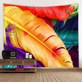 Tapiz de pared con plumas coloridas en poliéster ligero para decoración del hogar - Compacto / Pluma Multicolor Vívida