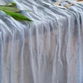 Blue-grey wrinkled gauze table runner with lightweight sheer fabric for wedding decor - Grey Blue