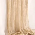 Elegant beige wrinkled cheesecloth table runner for rustic wedding party decor - Camel