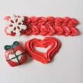 Christmas themed clay charms including red gift box and snowflake for DIY cream glue craft - Red