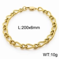 Cadena cubana dorada de acero inoxidable 200x6mm para mujer con peso de 10g - Hebilla Japonesa 1-1 Cadena Lateral De Grano Vertical De Lado Largo Dorada / 20cm