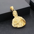 Vintage golden Saint Jude bust pendant made of stainless steel for men on black surface - Gold Jesus Bust Pendant (No Chain)