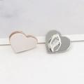 Detailed view of heart-shaped gold and silver metal jewelry accessories with adhesive back - C204-20mm Heart Buckle (Silver)