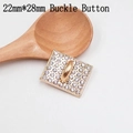 Boucle métallique dorée 22mm x 28mm sertie de rangées de strass brillants - C546-22x28mm Boucle Adhésive Entièrement Pavée de Strass