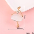 Detail view of ballet girl charm with dimensions 45x22.8mm and rhinestone accents - D480 Gem Dancer (White Gem)