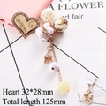 Love heart wooden keychain with floral beads and Eiffel Tower charm for phone cases - D612 Wooden Heart