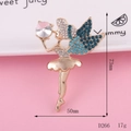 Macro shot of 73mm ballet fairy brooch with blue crystals and measurement markings - D266 Satellite Girl (Lake Blue)