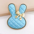 Cute light blue bunny DIY accessory with golden metal edge and checkered pattern - Light Blue