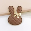 Brown rabbit head charm with gold trim and lattice texture for DIY phone case or shoes - Coffee