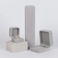 Premium light grey velvet jewelry gift boxes set for rings and necklaces - Gray Ring Box