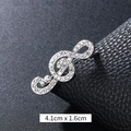 Silver treble clef brooch with rhinestones musical note pin 4.1cm x 1.6cm size - Pave-Set Treble Clef Silver (XD9421)