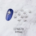 Detailed macro view of 6x8mm silver alloy star nail charms with clear rhinestones - Silver Star Clear Rhinestone (6670)
