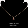 Pink enamel letter a pendant on a gold titanium steel necklace for women jewelry - Gold Necklace