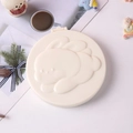 Draagbare ronde vouwspiegel met schattig konijnenreliëf in een crèmewitte kleur - Beige