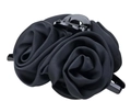 Elegante pinza per capelli grande in raso nero con rose per acconciatura a coda - Nero