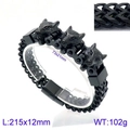 Men's gothic stainless steel black wolf head chain bracelet with product dimensions - Black Wolf Head