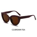 Retro cat-eye zonnebril in C3 bruine thee met schildpadmotief montuur - Bruin Frame Thee Lenzen