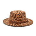 Cappello fedora in lana leopardato con cinturino in pelle marrone e fibbia in metallo - M(56-58cm) / Cachi