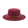 Classico cappello fedora bordeaux in feltro di lana con elegante fascia in pelle marrone - M (56-58cm) / Borgogna