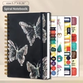 Spiral Notebook - Mysterious Butterfly/black/gold Foil Stamping Sticker