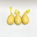 Hanging Easter foam eggs wrapped in yellow fabric with colorful daisy floral patterns - 1 Piece / Yellow Floral