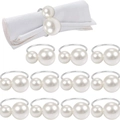 Eleganti portatovaglioli in metallo argento con perle per decorazioni tavola da pranzo - Argento