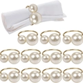 Set di 12 portatovaglioli in metallo dorato con perle bianche per decorazioni tavola - Oro
