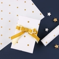 Elegant gold polka dot gift wrapping paper with white background and yellow ribbon bow - White Gold Polka Dot / 50*70cm 1 Sheet
