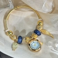 Gold Blue Face Powder Bracelet With Box